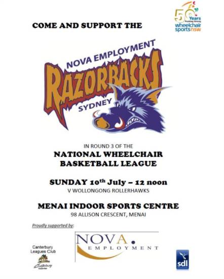 Can-Do-Ability: Burst A Lung In Support Of The NOVA Employment Sydney Razorback's This Weekend!